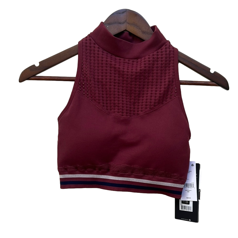 Women's High-Neck Burgundy Sports Bra
